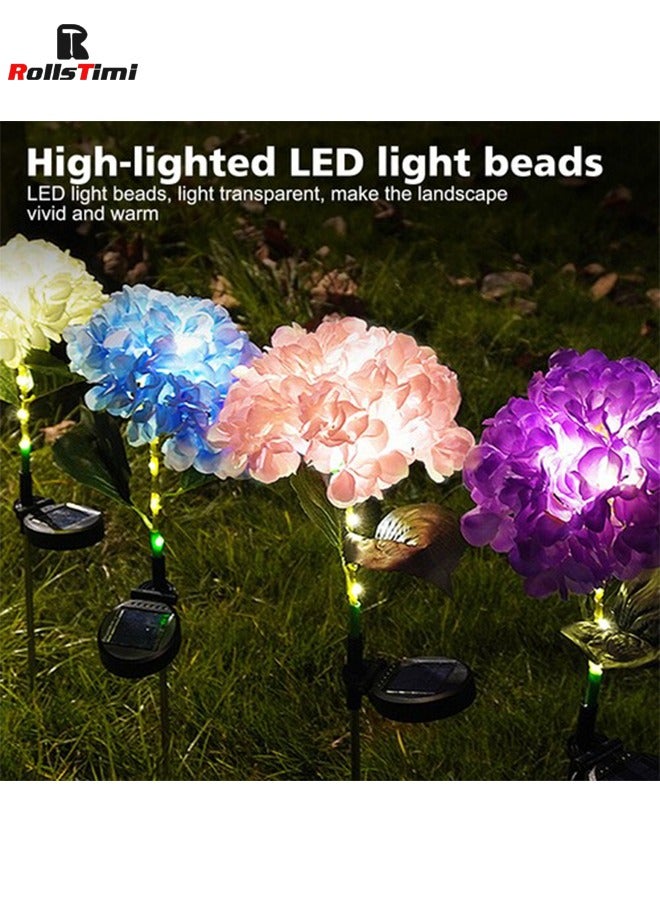 RollsTimi  2 Pack Solar Garden Lights Simulated Flower Big Hydrangea Outdoor Waterproof - Image 4