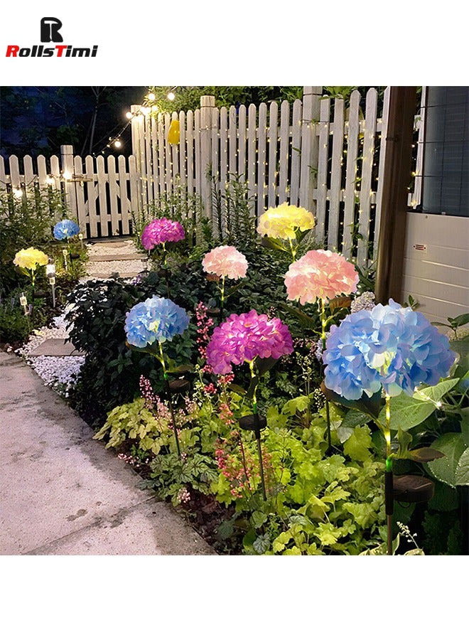 RollsTimi  2 Pack Solar Garden Lights Simulated Flower Big Hydrangea Outdoor Waterproof - Image 5