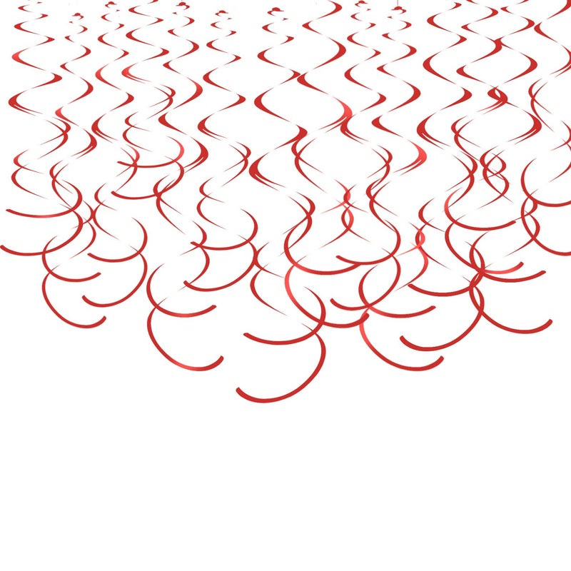 Red Hanging Swirl Decorations Plastic Streamers Foil Swirls Ceiling Decorations Wedding Baby Shower Birthday Party Decorations Pack of 30