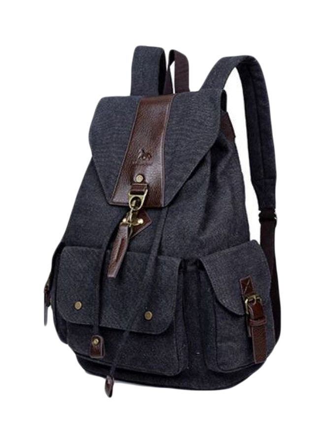 NIBEMINENT Rucksack Canvas Printed Backpack Black/Brown 