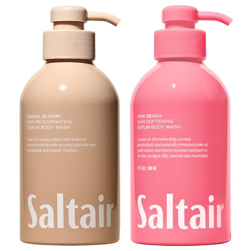 Saltair مجموعة غسول الجسم من سالتاير - فانيليا سانتال: ازهار سانتال وشاطئ وردي - غسول جسم مرطب - جل استحمام معطر للنساء والرجال - 2x 17 أونصة - خالي من البارابين والقسوة - Image 1