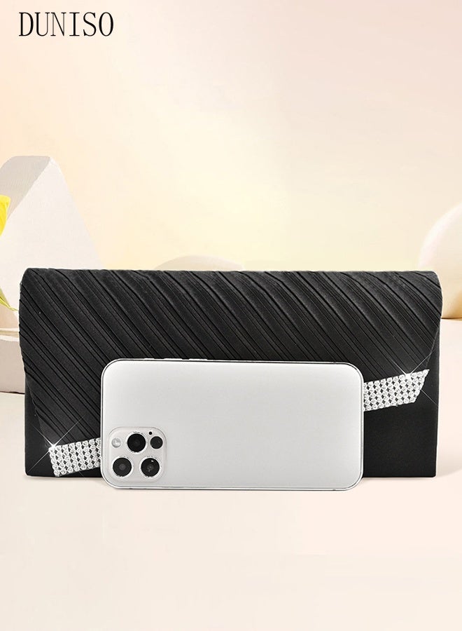 DUNISO Women Shiny Glitter Evening Clutch Crossbody Bag Envelope Handbag Chain Purse for Wedding Formal Cocktail Party PU Leather Wallet  - Image 4