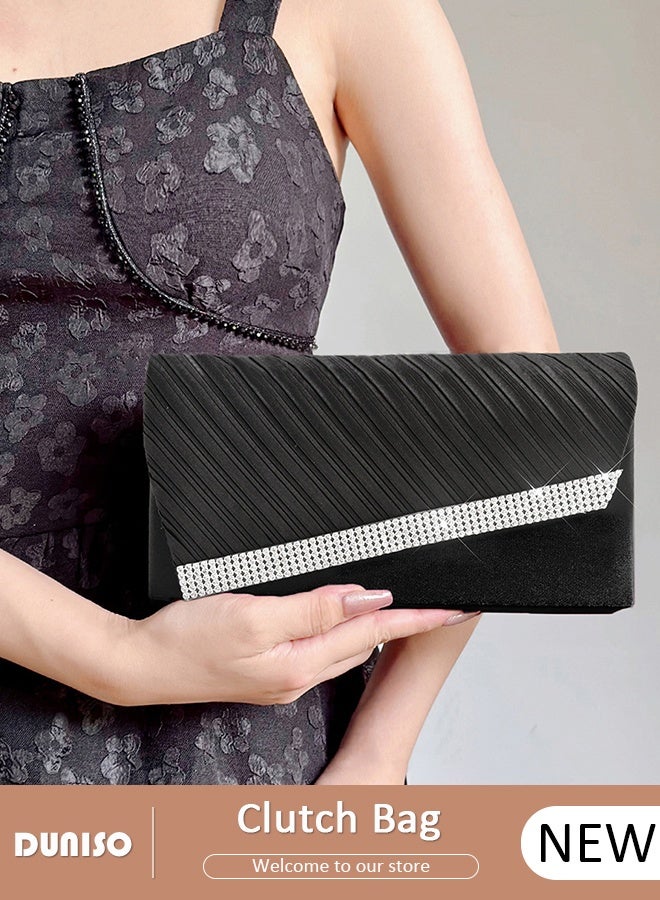 DUNISO Women Shiny Glitter Evening Clutch Crossbody Bag Envelope Handbag Chain Purse for Wedding Formal Cocktail Party PU Leather Wallet  - Image 1