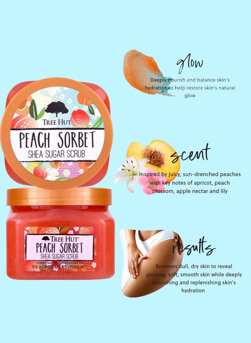 Tree Hut Peach Sorbet Shea Sugar Scrub 510g - Image 5