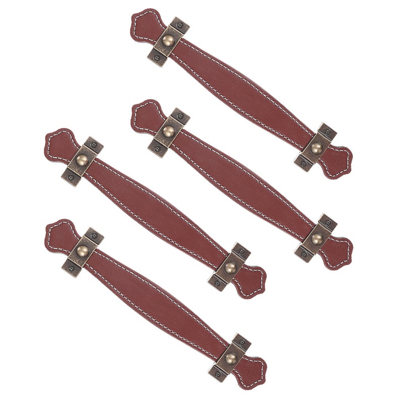 4pcs Leather Drawer Pulls PU Leather Strap Handles Wardrobe Cabinet Handles - Image 1