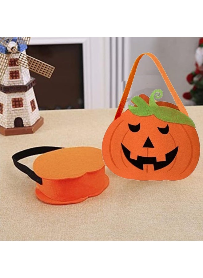 ThePartyPopper Orange Spooky Pumpkin Trick or Treat Basket Halloween Felt Candy Bucket for Kids - Image 5