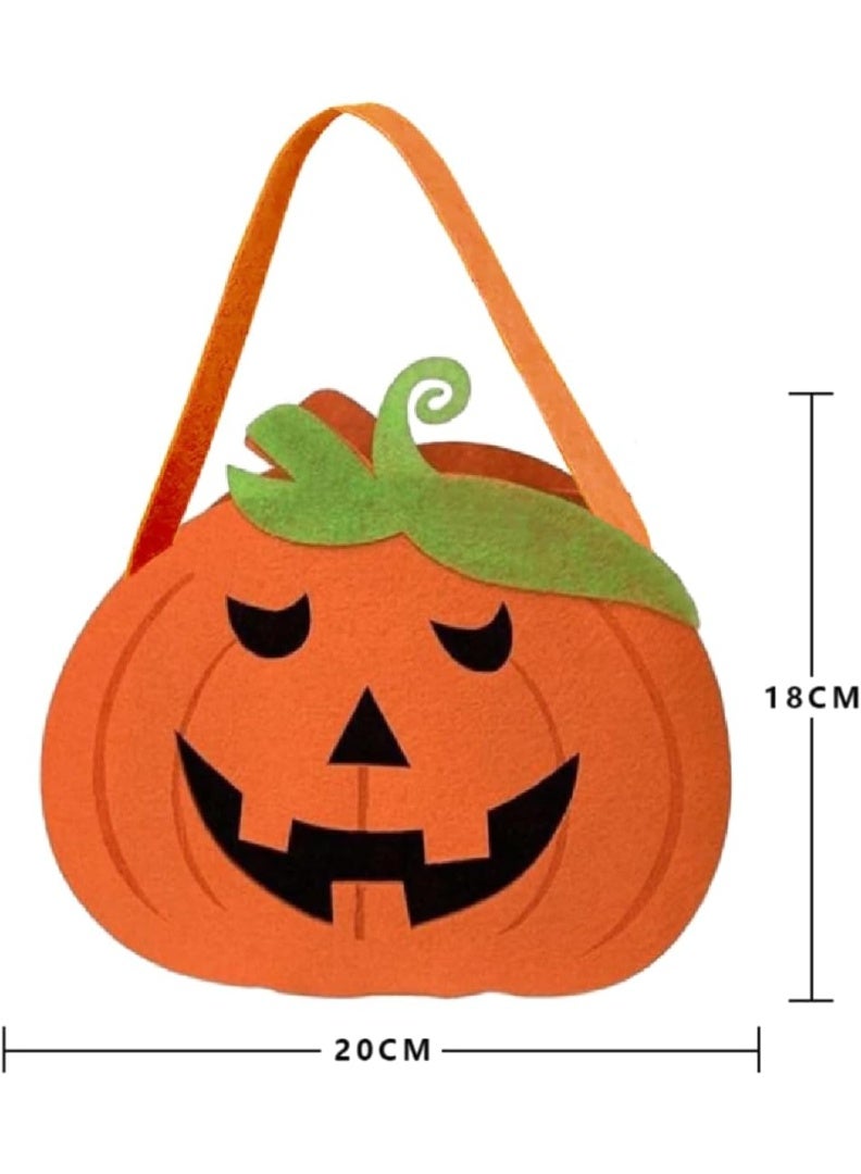 ThePartyPopper Orange Spooky Pumpkin Trick or Treat Basket Halloween Felt Candy Bucket for Kids - Image 2