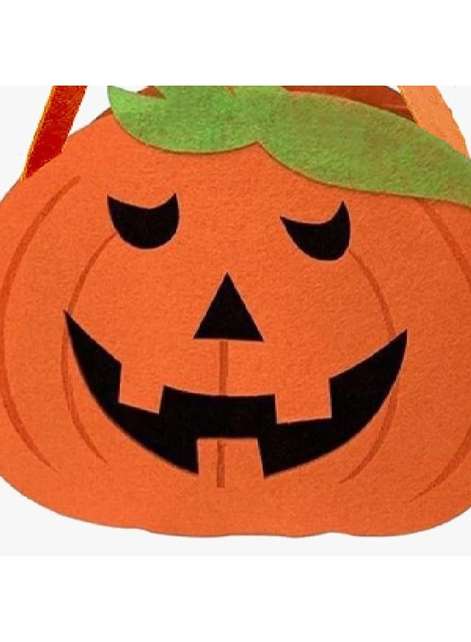 ThePartyPopper Orange Spooky Pumpkin Trick or Treat Basket Halloween Felt Candy Bucket for Kids - Image 3