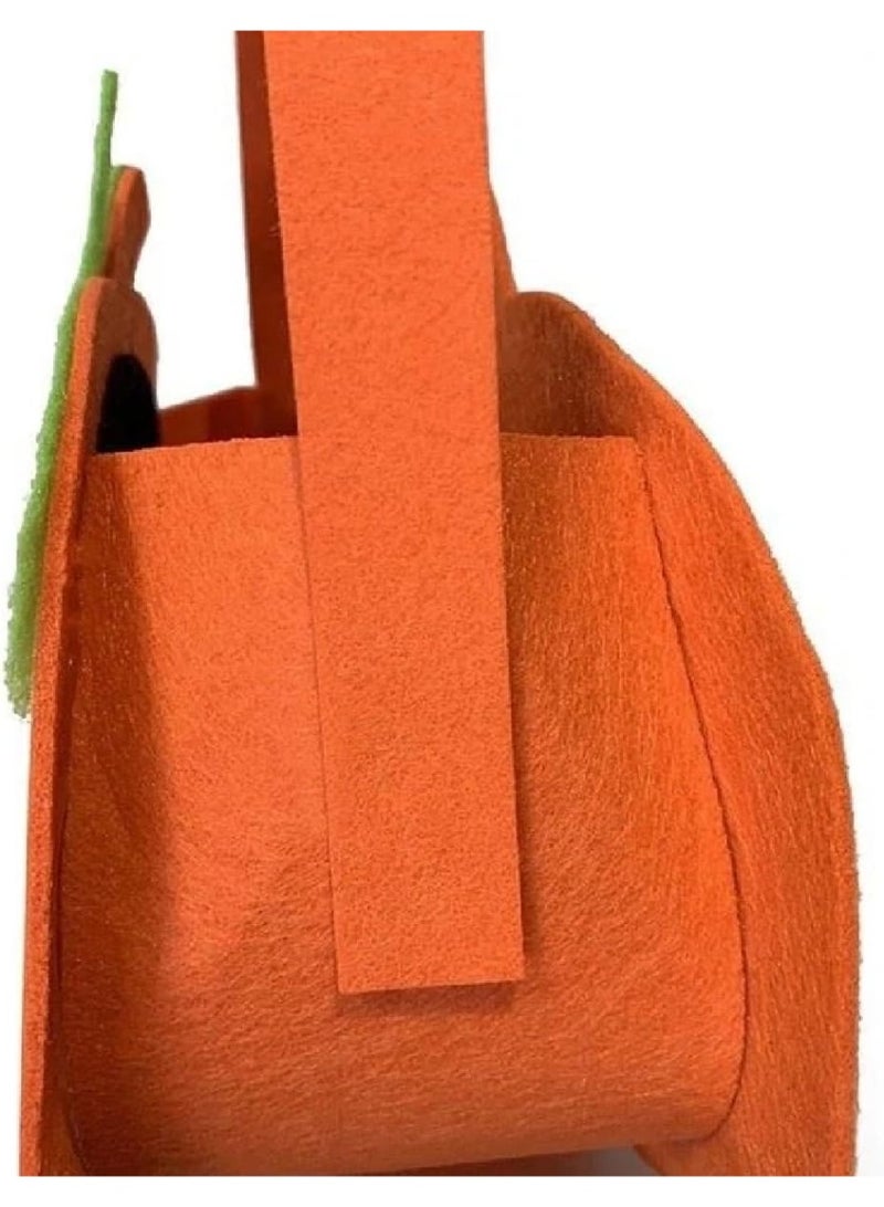 ThePartyPopper Orange Spooky Pumpkin Trick or Treat Basket Halloween Felt Candy Bucket for Kids - Image 4