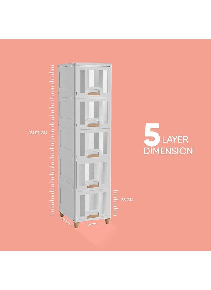 Krishn Kunj KRISHN KUNJ Units Plastic Cupboard for Clothes Plastic Cabinet for Storage Foldable Wardrobe for Clothes Plastic Cloth Rack for Storage Clothes Storage Cabinet Plastic Modular Drawer Storage Box 5  - Image 2