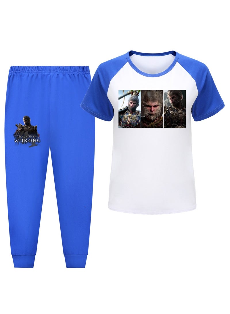 MQD Black Mythical Goku Children's Short Sleeve Pants Pajama Set 