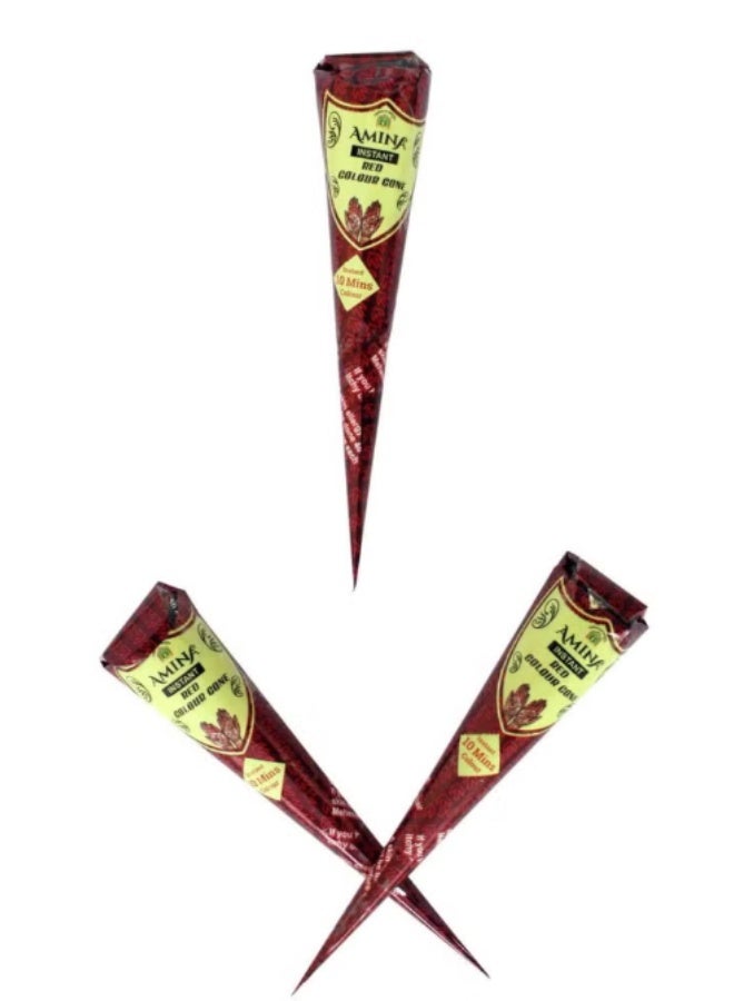 أمينا أقماع معجون الحناء من أمينة، لون أحمر كرزي - عبوة من 3 قطع - فورية، تدوم طويلاً، وطبيعية - Image 1