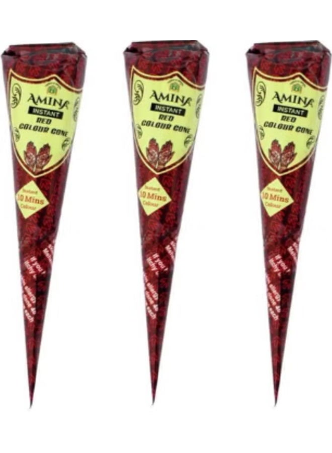 أمينا أقماع معجون الحناء من أمينة، لون أحمر كرزي - عبوة من 3 قطع - فورية، تدوم طويلاً، وطبيعية - Image 2