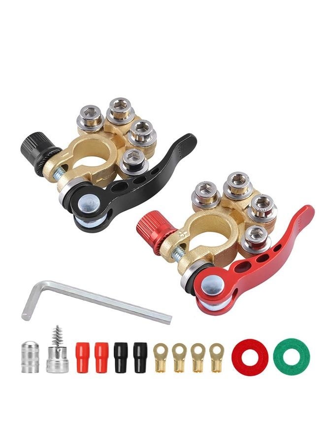 HOMESTAR Car Battery Terminal Connectors, 2 Pcs 4 Way Quick Release Disconnect Car Battery Terminal for SAE/JIS Type A Posts, Compatible With Cars, Vans, Trucks and More - Image 1