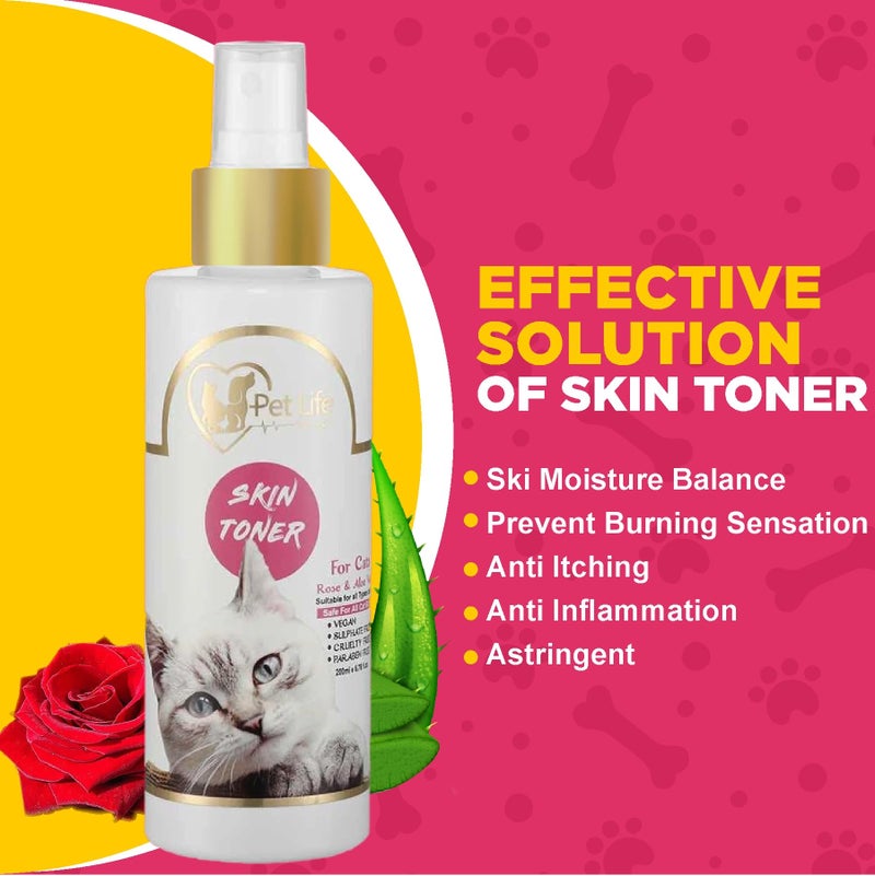 PETLIFE Pure Organic Skin Toner Spray For Cat Skin Allergy,Redness,Itchiness,Fungal Infection,Restores Skin Health&Moisture-Safe&Effective Cat Friendly Formula For All Cat Breeds-200 Ml - Image 3