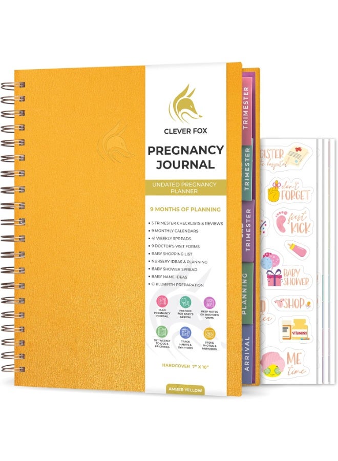 Clever Fox Clever Fox Pregnancy Journal & Memory Book - Pregnancy Planner & Notebook for Expecting Moms – Baby Keepsake, First Time Moms Gift (Amber Yellow, 9" x 10.5") - Image 1