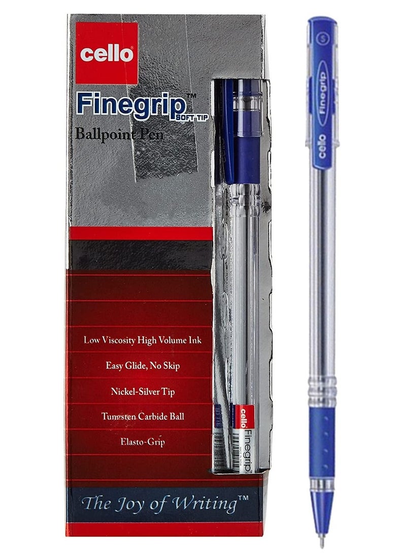 Cello 12-Piece Finegrip Ballpoint Pen Blue Ink  - Image 1