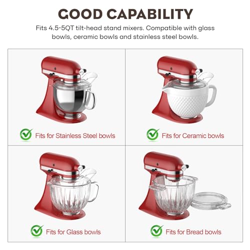 FOCOllK Pouring Shield for KitchenAid 4.5-5QT Mixer Bowl (Stainless Steel, Glass, Ceramic) and Flex Edge Beater for Kitchenaid Mixer, 4.5-5 QT Tilt-Head for Kitchenaid Mixer Attachments by FOCOLLK - Image 5