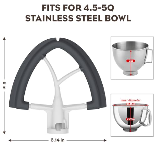 FOCOllK Pouring Shield for KitchenAid 4.5-5QT Mixer Bowl (Stainless Steel, Glass, Ceramic) and Flex Edge Beater for Kitchenaid Mixer, 4.5-5 QT Tilt-Head for Kitchenaid Mixer Attachments by FOCOLLK - Image 3