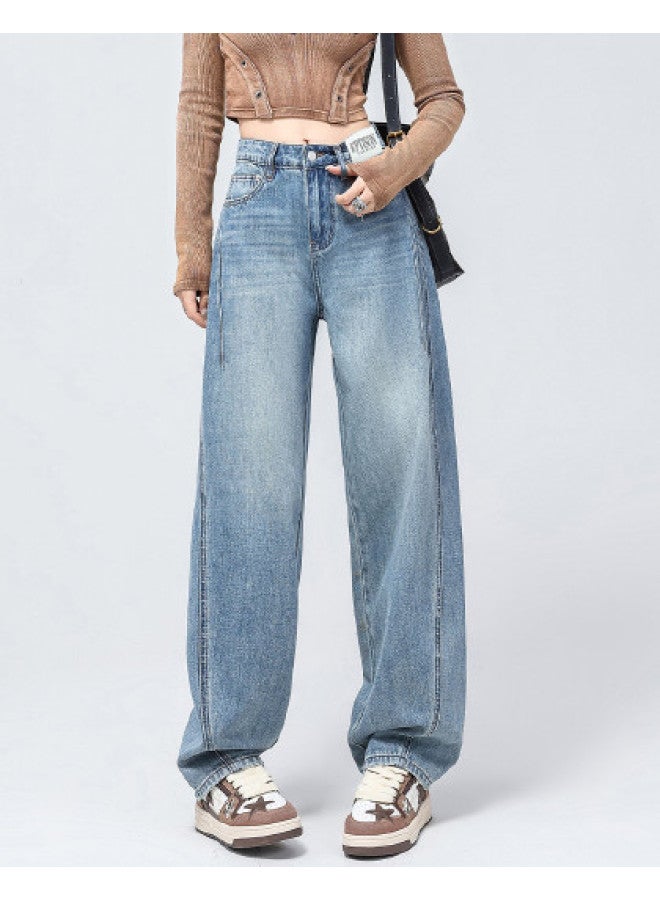 EPTISON Vintage Loose Slightly Tapered Jeans For Women - 2025 Summer High Waist Slimming Casual Straight Leg Pants - Image 1