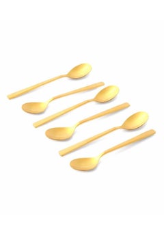 Life Smile 12pcs Cutlery Set, 18/10 Stainless Steel, Flatware Set, 12pcs Tea Spoon, Shine Gold with Sand Blasting Handle, for Home Kitchen, Mirror & Matte Polish - Dishwasher Safe  - Image 2