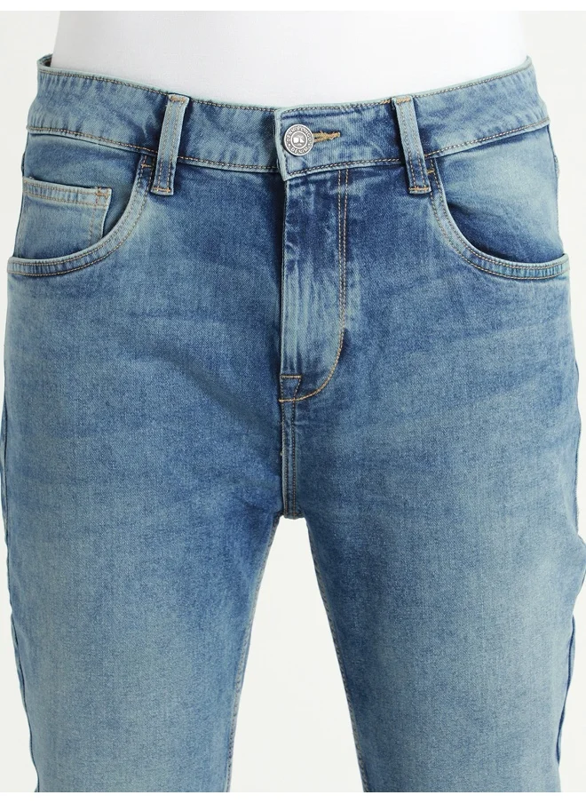 دينيس لينغو Men's Tapered Fit Light Blue Cotton Jeans - Effortless Style