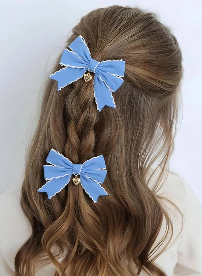 تايك تو Pack of 2 - Girls Blue Denim Bow Hair Clips