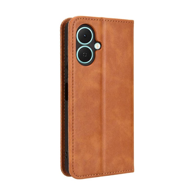 erorex For Tecno Spark Go 2 4G Magnetic Buckle Retro Texture Leather Phone Case(Brown) - Image 3