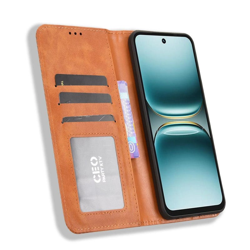 erorex For Tecno Spark Go 2 4G Magnetic Buckle Retro Texture Leather Phone Case(Brown) - Image 4