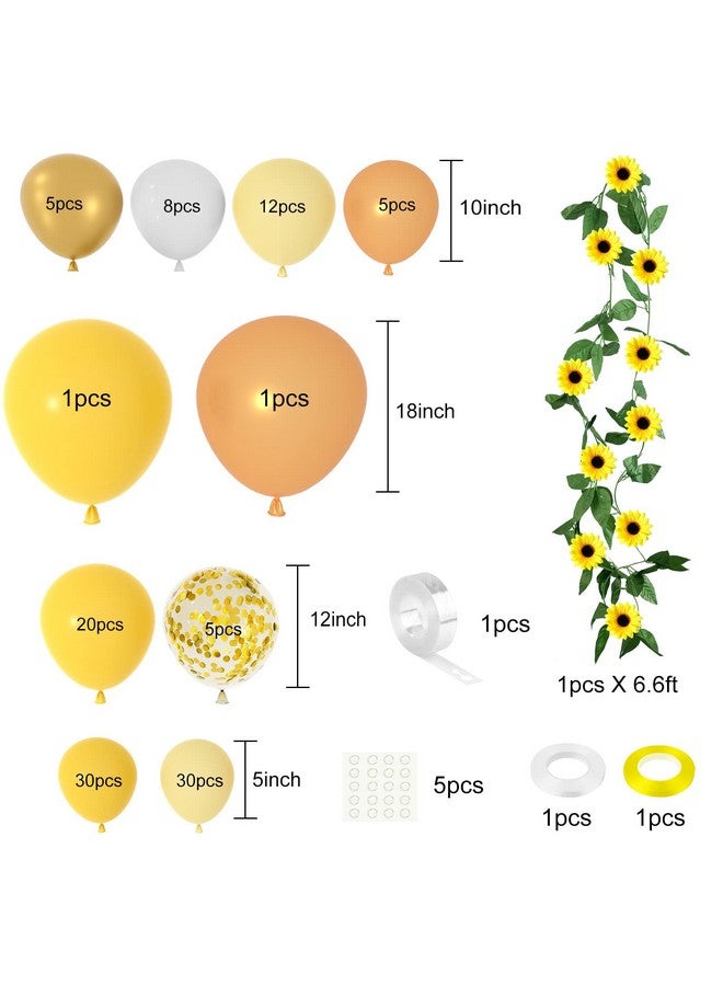 Tuparka 118 Pack Sunflower Balloon Garland Arch Kit 18 12 10 5 Inches Yellow Gold White Balloons With Sunflower Vine Sunflower Baby Shower Decorations For Girl Boy Bee Birthday Wedding Party Supplies - Image 3