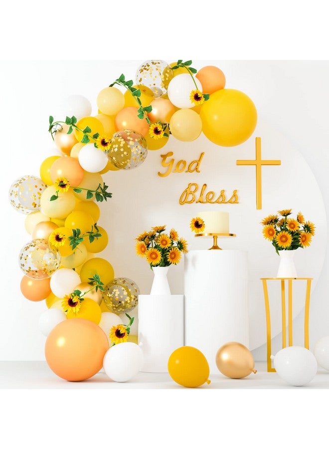 Tuparka 118 Pack Sunflower Balloon Garland Arch Kit 18 12 10 5 Inches Yellow Gold White Balloons With Sunflower Vine Sunflower Baby Shower Decorations For Girl Boy Bee Birthday Wedding Party Supplies - Image 5