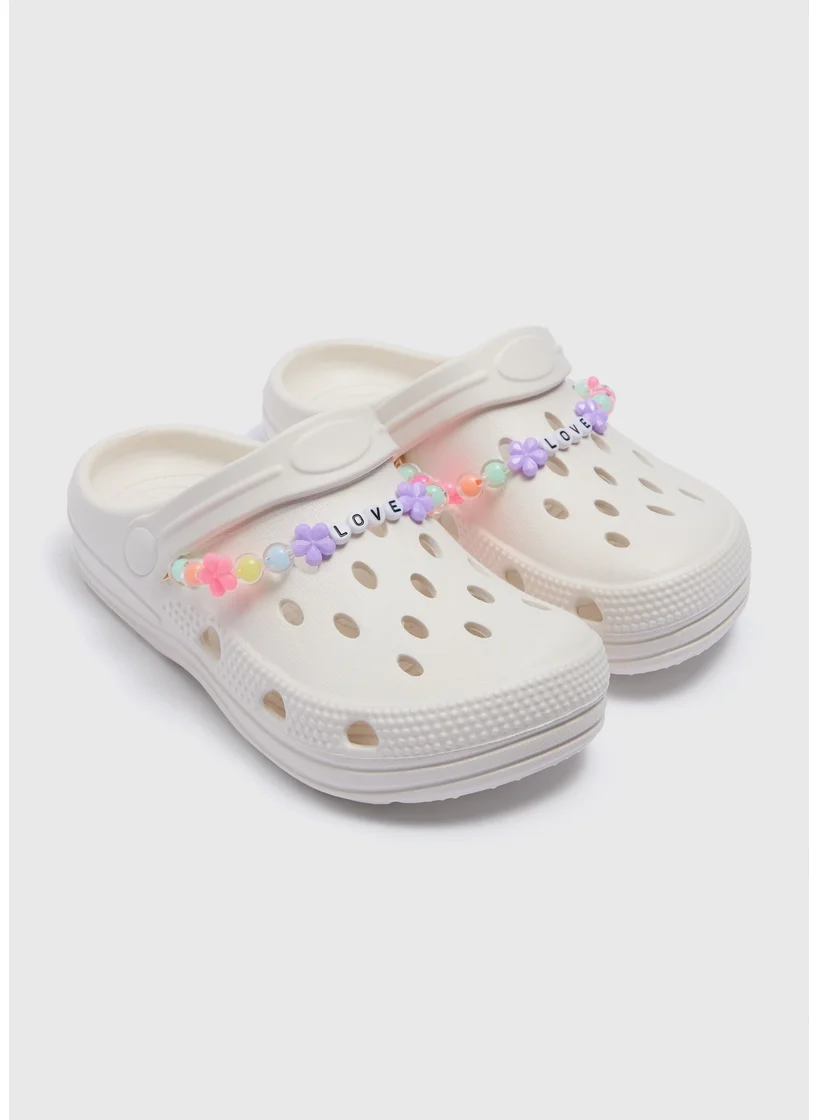 Matalan Girls Cream Chain Clogs