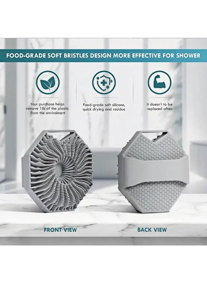 Zaid Silicone Body Scrubber, Exfoliating Body Wash Scrubbers Exfoliator, Shower Body Brush for Effective Showering Exfoliation and Gentle Massage (Grey) - Image 4