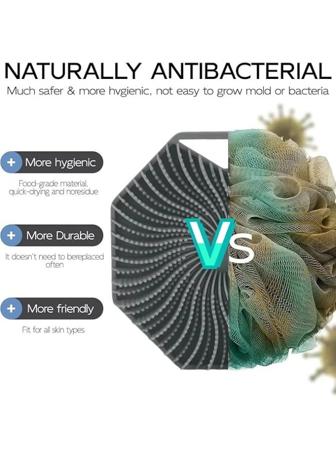 Zaid Silicone Body Scrubber, Exfoliating Body Wash Scrubbers Exfoliator, Shower Body Brush for Effective Showering Exfoliation and Gentle Massage (Grey) - Image 2