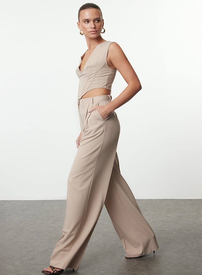 trendyol Limited Edition Stone Wide Leg Woven Trousers - Image 2