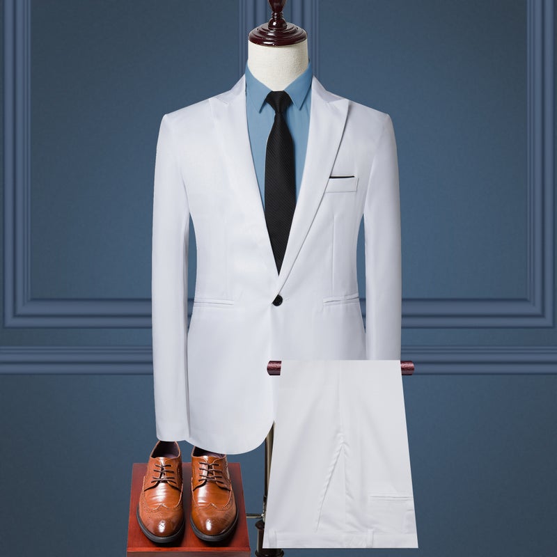 AliExpress cross-border foreign trade mens suit suit mens European and American fashion solid color business casual suit two-piece suit men Navy blue