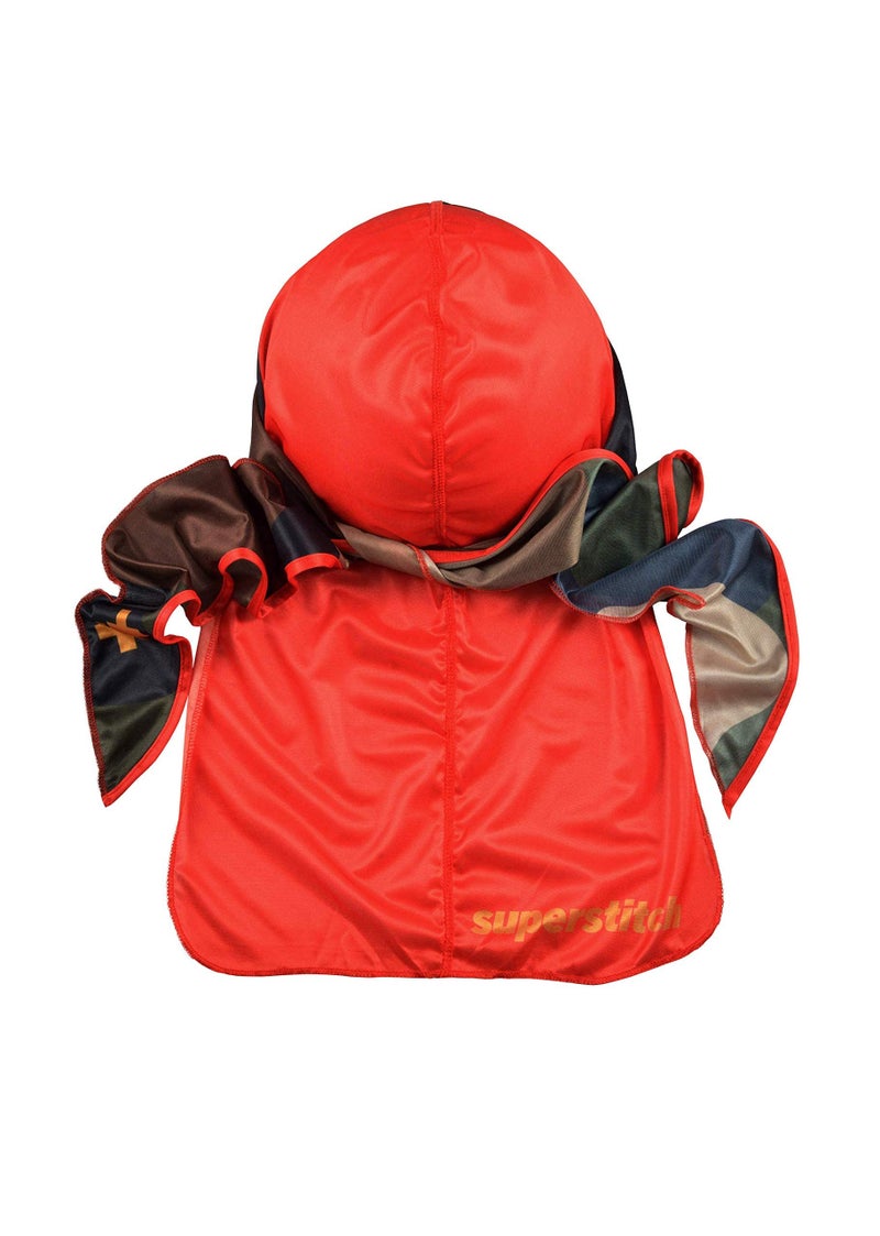 Superstitch Supersilky Ultra Silky Durag x Wavebuilder | 30+ Styles Premium Designer Durags for Men | 360 Waves | Red and Camo (Rapid Fire) - Image 2