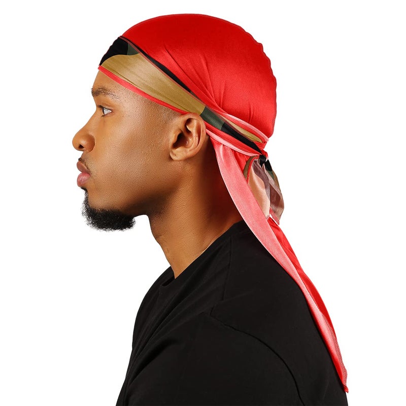 Superstitch Supersilky Ultra Silky Durag x Wavebuilder | 30+ Styles Premium Designer Durags for Men | 360 Waves | Red and Camo (Rapid Fire) - Image 5
