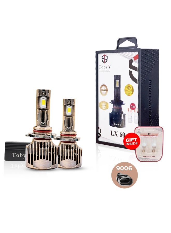 توبيز LX 60 قطعتين من مصابيح LED الأصلية للسيارة، 60 واط/القطعة، قوة 6000 لومن/القطعة، درجة حرارة اللون 6500 كلفن - 9006 - Image 1