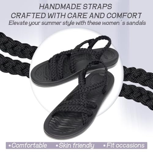 MEGNYA Comfortable Summer Hiking Shoes for Ladies, Arch Support Rubber Sole Slide Sandals for Walking, Lightweigh Warerproof Beach Sandals for Pool Water Travel Black Size 8 - Image 4