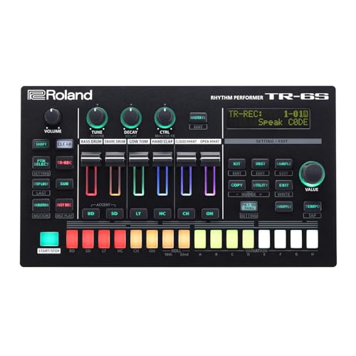 Roland TR6S Rhythm Performer Compact Drum Machine with Six Tracks of Authentic TR Sounds including TR808 CR78 More Large Preset Sample Library Editable FM Sound Engine Advanced Sequencer