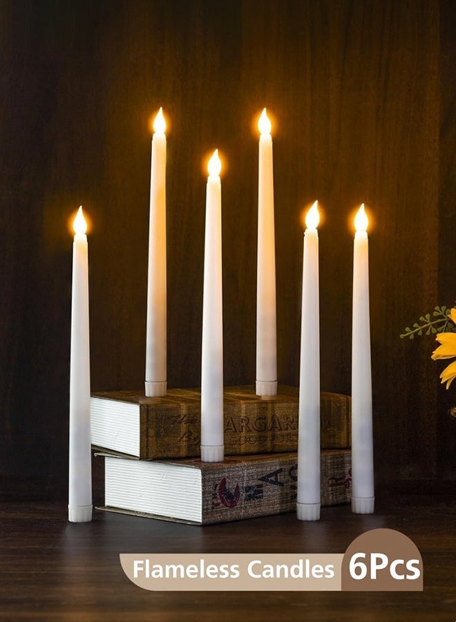 Pack of 6 Flameless Taper LED Candles, Battery Operated Candle Lights with Realistic 3D Wick, Warm Yellow Flickering Flame, Ideal for Table Centerpieces, Weddings, Birthdays, Parties, Festivals - Image 1