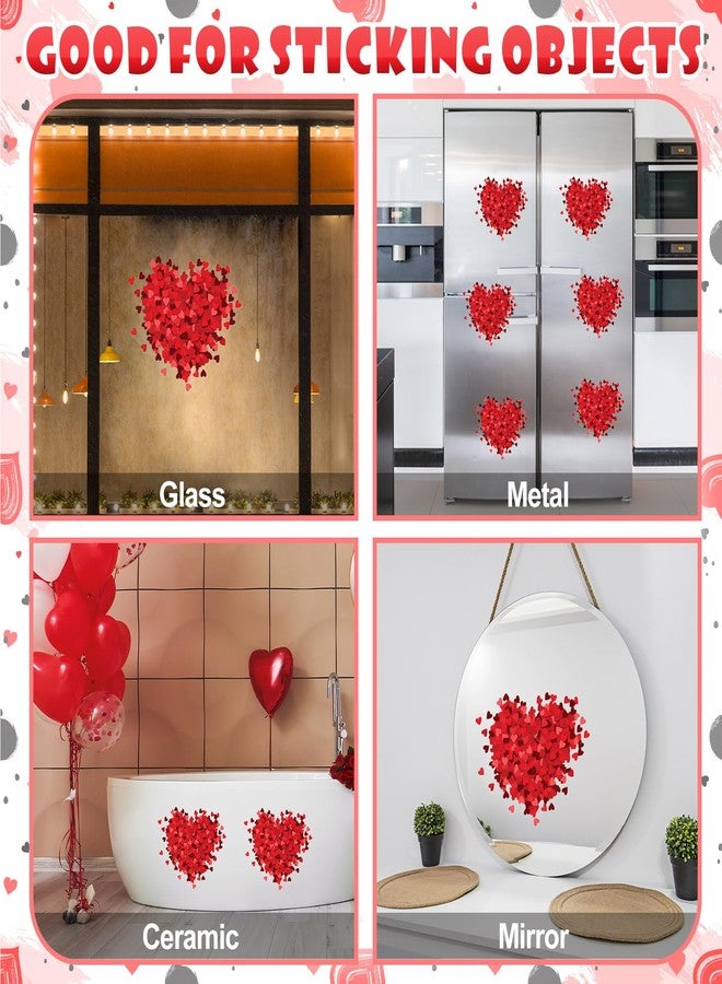 Mooliwe 6 Pcs Valentine's Day Window Clings Red Heart Stickers Decorations Reusable Hearts Shaped Double Sided Wall Door Decal for Wedding Anniversary Home Party Classroom Office Decoration - Image 4