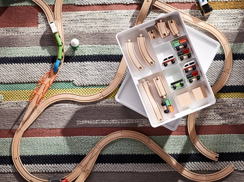 LILLABO Wooden Train Track Rail Set, Solid Beech, 10 Pieces - Image 4