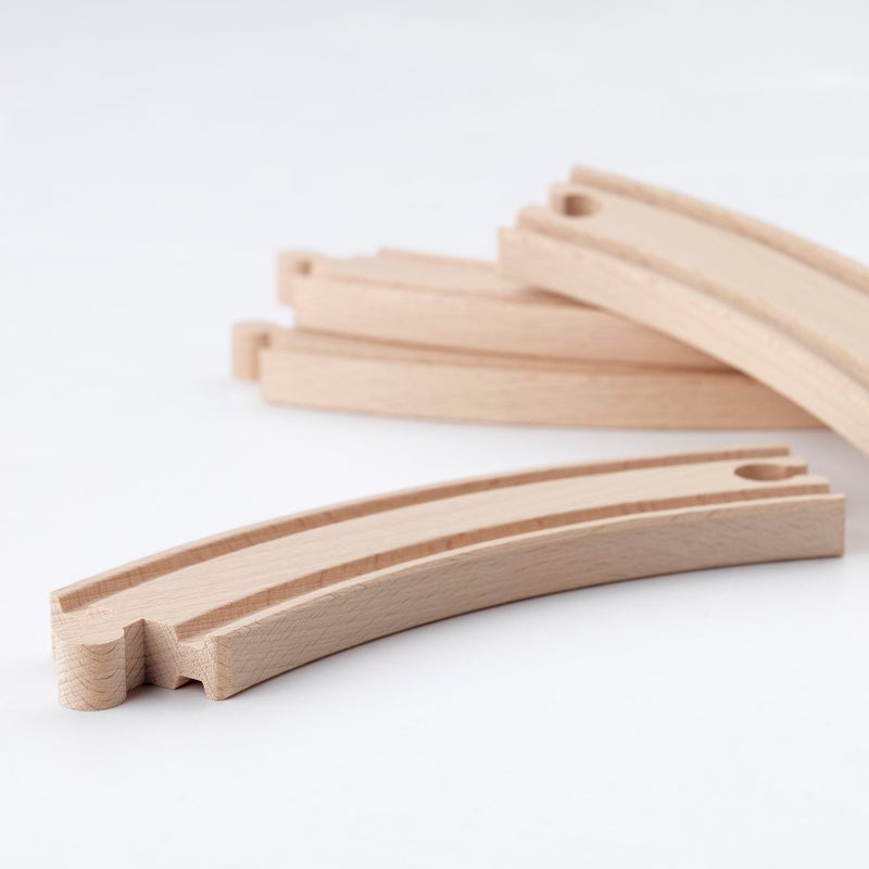 LILLABO Wooden Train Track Rail Set, Solid Beech, 10 Pieces - Image 2