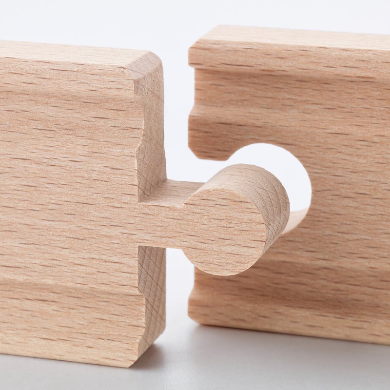 LILLABO Wooden Train Track Rail Set, Solid Beech, 10 Pieces - Image 3