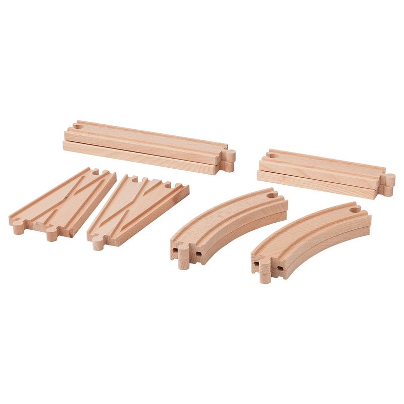 LILLABO Wooden Train Track Rail Set, Solid Beech, 10 Pieces - Image 1