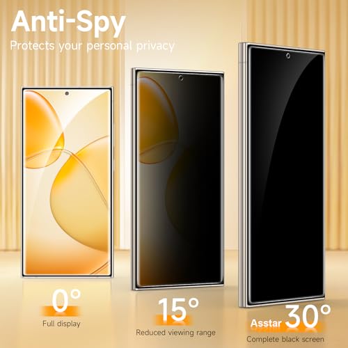 Asstar [2 Pack] Privacy Screen Protector for Samsung Galaxy S24 Ultra [Support 0.1S Fingerprint Unlock] 9H+ Tempered Glass [30°Anti-Spy] Upgrade Black Edge Protection,Easy Installation Accessories - Image 4