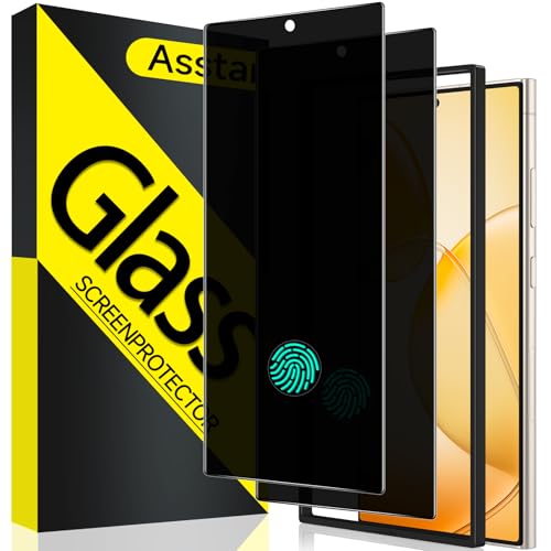 Asstar [2 Pack] Privacy Screen Protector for Samsung Galaxy S24 Ultra [Support 0.1S Fingerprint Unlock] 9H+ Tempered Glass [30°Anti-Spy] Upgrade Black Edge Protection,Easy Installation Accessories - Image 1