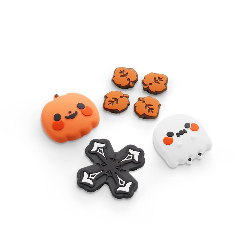 GeekShare D-Pad Button Caps Silicone Thumb Grips Set, ABXY Key Buttons Sticker Spooky Joystick Cover Caps Compatible with Switch 2, Pumpkins and Ghosts - Image 1